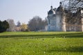 Chantilly Castle lawn with gooses on it