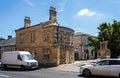 Chantry House with ornate curved mosaic front on Sheep Street in Stow-on-the-Wold, Gloucestershire, UK