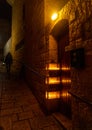 Chanuka lights on old jerusalem city street