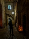 Chanuka lights on old jerusalem city street