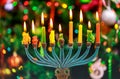 Chanukah candles all in a symbol jewish holiday