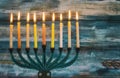 Chanukah candles all in a symbol jewish holiday