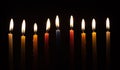 Chanukah candles glowing in the dark Royalty Free Stock Photo