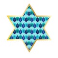 Chanukah gold star with dreidel pattern Royalty Free Stock Photo