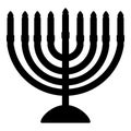 Chanukah menorah Jewish holiday candelabra with candles Israel candle holder icon black color vector illustration flat style image
