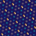 Chanukah pattern with dreidels Royalty Free Stock Photo