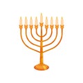 Chanukiah on white background. Happy Hanukkah concept.