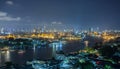 Chao Phraya River, Bangkok at night, overlooking the Grand Palac