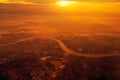 Chao Phraya River bird eye view during the sunset,THAILAND