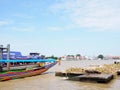 CHAO PHRAYA river boat ship goods & person Transportation, BANGKOK, THAILAND. Royalty Free Stock Photo