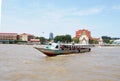 CHAO PHRAYA river boat ship goods & person Transportation, BANGKOK, THAILAND. Royalty Free Stock Photo