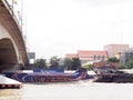CHAO PHRAYA river boat ship goods & person Transportation, BANGKOK, THAILAND. Royalty Free Stock Photo