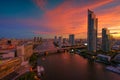 Chao Phraya River at Sunset, Bangkok, Thailand Royalty Free Stock Photo
