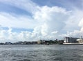 Chao Phraya view and city with clound and blue sky