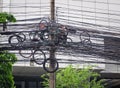 The chaos of cables and wires on asoke road