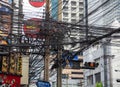 The chaos of cables and wires on asoke road