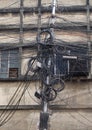 The chaos of cables and wires in Kolkata Royalty Free Stock Photo