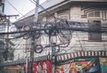 The chaos of cables and wires on road