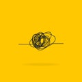 Chaos icon. Ball of thread line icon with scribble. Hand drawn scrawled sketch. Tangled ball of thread. Vector