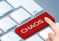 Chaos keyboard key. Finger push the button Royalty Free Stock Photo