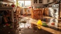 chaos kitchen flood Royalty Free Stock Photo