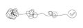 Chaos line problem solve concept. Mess order arrange untangle brain calm problem mind solution Royalty Free Stock Photo
