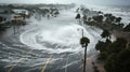 Chaos meets the coast in a turbulent dance of water and destruction as a tsunami wreaks havoc along the shoreline