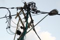 Chaos mess of electric cable wires highland