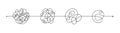 Chaos simplifying from start to end. Difficult way to solve problems in business. Chaos path. Hand drawn doodle vector