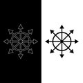 Chaos star icon, chaos symbol, chaos magic, eight-pointed star. Isolated icon in black with white outline. Esoteric