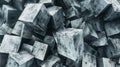 A chaotic and abstract jumble of cubes each one overlapping and intersecting in a different way