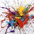 Colorful Chaos Unleashed - Abstract Paint Dynamics. AI generation