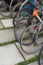 Chaotic bicycle/bike parking - public transport Royalty Free Stock Photo