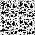 Chaotic black spots and blobs seamless pattern