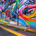 A chaotic blend of graffiti tags and vibrant brushstrokes, evoking a sense of urban energy and expression3, Generative AI