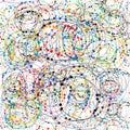 Chaotic colorful seamless with circles and dots