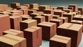 Chaotic Display of Diverse Cardboard Boxes on a Surface