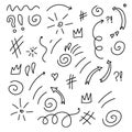 chaotic doodle pattern background sun arrows crown Royalty Free Stock Photo