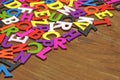 Chaotic English Wooden Multicolored Letters Royalty Free Stock Photo