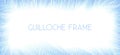Chaotic guilloche frame by light blue thin lines