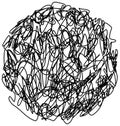 Chaotic hand drawn scribble sketch circle isolated