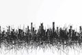 Chaotic Hand-Drawn Scribbles Forming a Cityscape Silh isolated Royalty Free Stock Photo