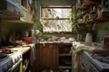 Chaotic Kitchen messy dirty. Generate Ai