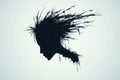 Chaotic Mind: Abstract Empty Head with Tangled Scribble Doodle Vector Illustration
