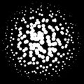 Chaotic pointillist half-tone circle pattern. Random dots.