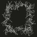 Chaotic scribble frame. Abstract tangled border. Hand drawn sketch. Black white vector.