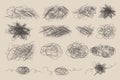 Chaotic scribble lines collection. Hand draw doodle crazy tangled scribbles Royalty Free Stock Photo