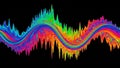 Chaotic sound wave visualization with vibrant psychedelic colors and sharp peaks Royalty Free Stock Photo