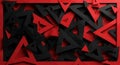 Dynamic abstract composition of intersecting red and black geometric shapes and triangles Royalty Free Stock Photo
