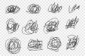Chaotic tangled scrawls vector illustrations set